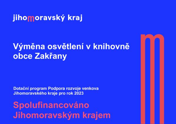 Výměna osvětlení v knihovně obce Zakřany 2023